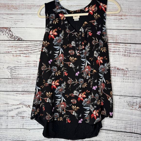 Daytrip Buckle Black Floral Tank Top Blouse 2x - Picture 1 of 4